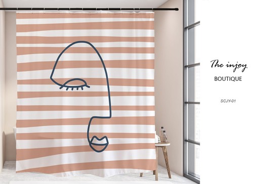 Eye-Catching Minimalist Stripe Disney Shower Curtain, Waterproof and Comes with Hooks