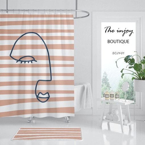 Eye-Catching Minimalist Stripe Disney Shower Curtain, Waterproof and Comes with Hooks - Image 2