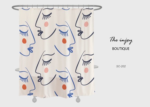 Eye-catching Girl Face Print Kids Bathroom Shower Curtain - Modern Art and Easy to Wash