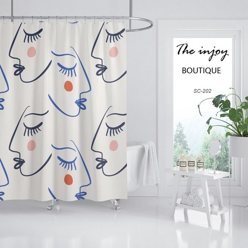 Eye-catching Girl Face Print Kids Bathroom Shower Curtain - Modern Art and Easy to Wash - Image 2
