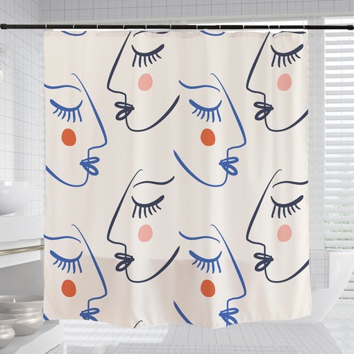 Eye-catching Girl Face Print Kids Bathroom Shower Curtain - Modern Art and Easy to Wash - Image 3