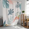 Fabric Bathroom Mat Curtain Abstract Bohemian Green Leaves Tropical Monstera Boho Shower Curtain
