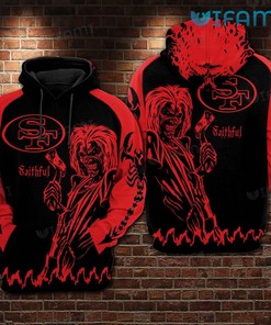 Faithful All Over Print Hoodie with Skull Design for San Francisco 49ers Fans