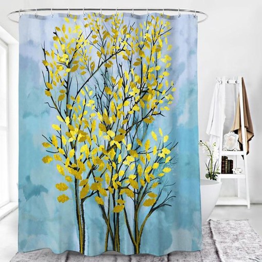 Fall in Love with Watercolor Autumn Leaves Shower Curtain, Fall Trees and Forest Fabric Bathroom Curtain - Image 3