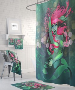 Fantasy Pink and Sea Green Mermaid Shower Curtain with Optional Bath Set | baby shower curtains