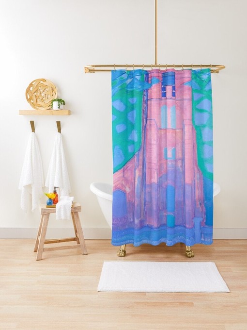 Fauvism Piet Mondrian Art Shower Curtain | Waterproof Curtain + Hooks | Eco-Friendly Bathroom Decor - Image 3