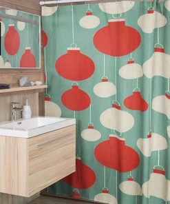 Faux Textured Christmas Shower Curtain - Retro Bathroom Accessories with Festive Touch