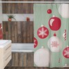 Faux Textured Christmas Shower Curtain, Retro Festive Bathroom Decor