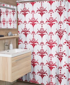 Faux Textured Damask Shower Curtain, Retro Festive Bathroom Decor