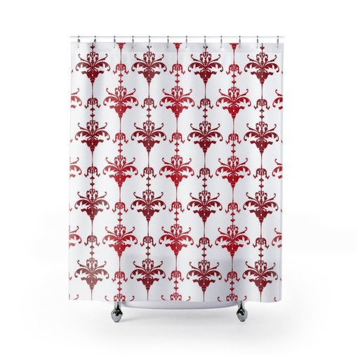 Faux Textured Damask Shower Curtain, Retro Festive Bathroom Decor - Image 2