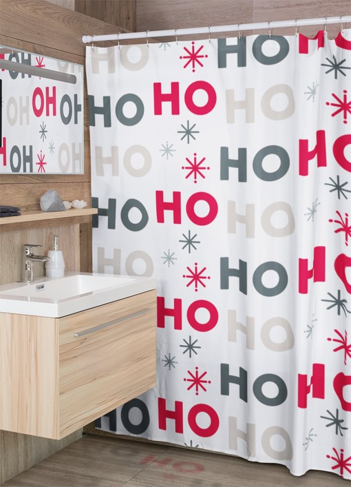 Faux Textured Retro Christmas Shower Curtain - Elegant Tub Curtain for Festive Bath