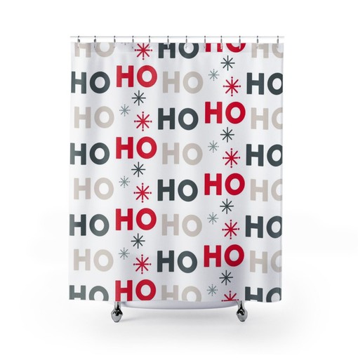 Faux Textured Retro Christmas Shower Curtain - Elegant Tub Curtain for Festive Bath - Image 2