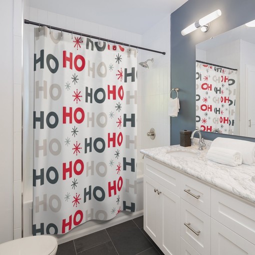 Faux Textured Retro Christmas Shower Curtain - Elegant Tub Curtain for Festive Bath - Image 3
