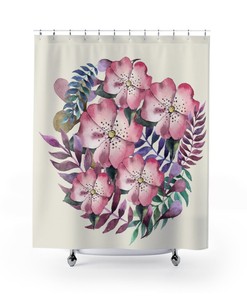 Feather with Wildflowers Spring Floral Boho Shower Curtain