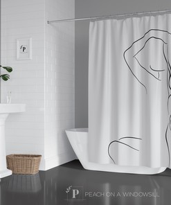 Female Body Outline Shower Curtain, Celebrate the Feminine Form in Your Bathroom Decor | feminine shower curtains