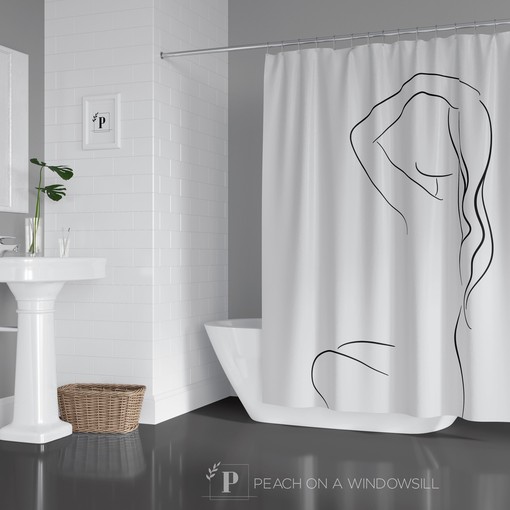 Female Body Outline Shower Curtain, Celebrate the Feminine Form in Your Bathroom Decor | feminine shower curtains