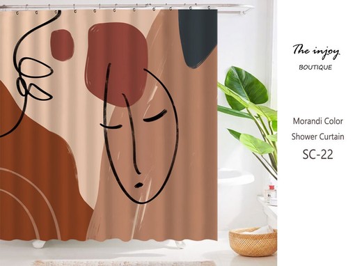 Feminine Abstract Female Face Shower Curtain - Waterproof and Washable with Feminization Decor