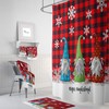Festive Christmas Gnomes Buffalo Plaid Shower Curtain Set - Add Some Holiday Cheer to Your Bathroom Decor