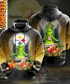 Festive Grinch Snow - Pittsburgh Steelers 3D All Over Print Hoodie with Fun Design