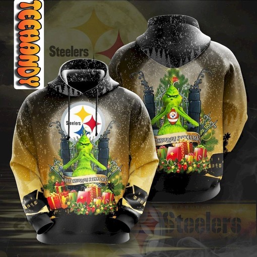 Festive Grinch Snow - Pittsburgh Steelers 3D All Over Print Hoodie with Fun Design