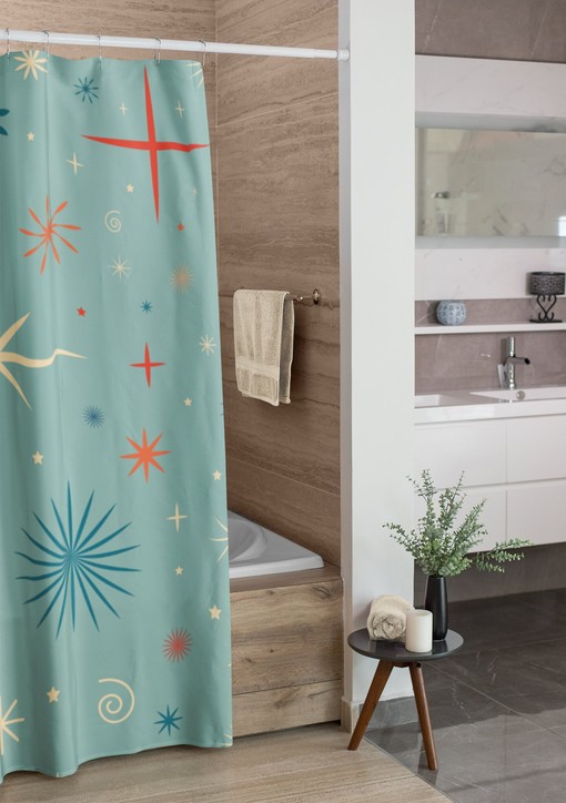 Festive Retro Christmas Shower Curtain, Vintage Bathroom Decor - Image 4
