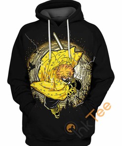Fight Demons in Style with Zenitsu from Demon Slayer 3D Hoodie