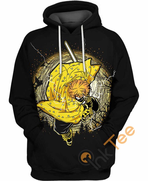 Fight Demons in Style with Zenitsu from Demon Slayer 3D Hoodie