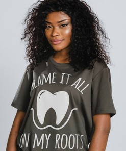 Film T-Shirt : Blame It On My Roots Dentist Unisex Shirt, RDH Dental Hygienist Tee, Dental Graduation Gift