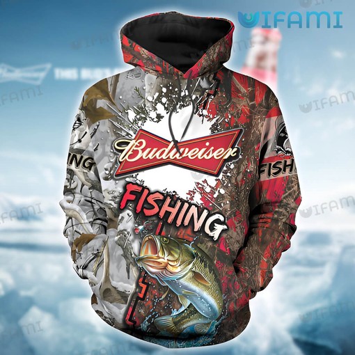Fishing Beer Lovers All Over Print Hoodie for Men - Budweiser Gift