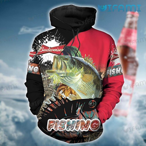 Fishing Red Black Budweiser All Over Print Hoodie for Men - Beer Lovers Gift