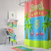 Flamingo Beach House Shower Curtain with Tropical Bath Accessories for Beachy Bathroom Decor