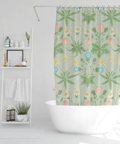 Floral Boho Botanic Shower Curtain, Disney Style, Waterproof, Hooks Included