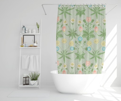Floral Boho Botanic Shower Curtain, Disney Style, Waterproof, Hooks Included