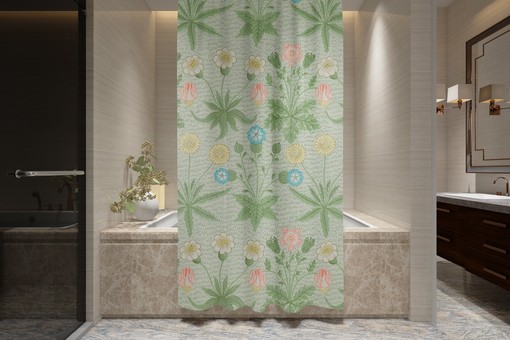 Floral Boho Botanic Shower Curtain, Disney Style, Waterproof, Hooks Included - Image 2