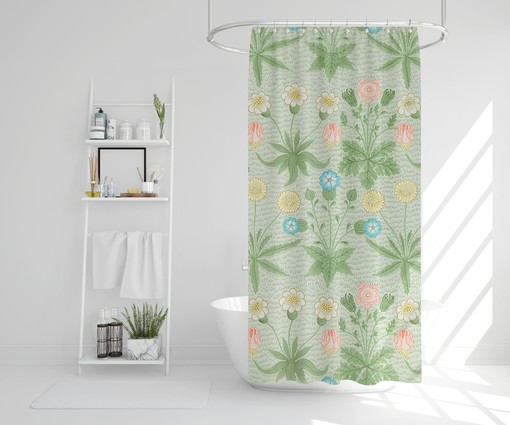 Floral Boho Botanic Shower Curtain, Disney Style, Waterproof, Hooks Included - Image 3