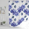 Floral Boho Shower Curtain With Blue Lotus Flowers / Romantic Fabric Bathroom Print / Eclectic Home Linens