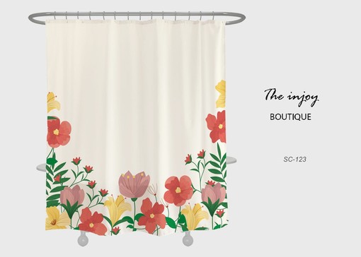 Floral Garden Shower Curtains Decorative with Matching Hooks, Customized Sizes Waterproof and Washable Shower Curtain