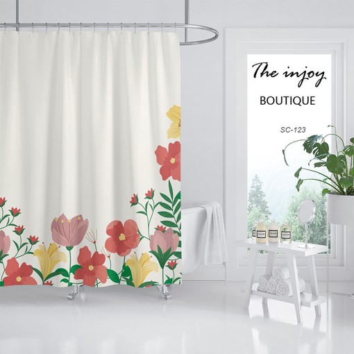 Floral Garden Shower Curtains Decorative with Matching Hooks, Customized Sizes Waterproof and Washable Shower Curtain - Image 2
