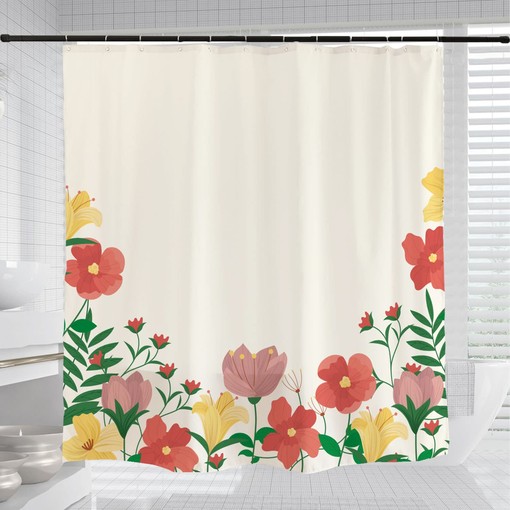 Floral Garden Shower Curtains Decorative with Matching Hooks, Customized Sizes Waterproof and Washable Shower Curtain - Image 3