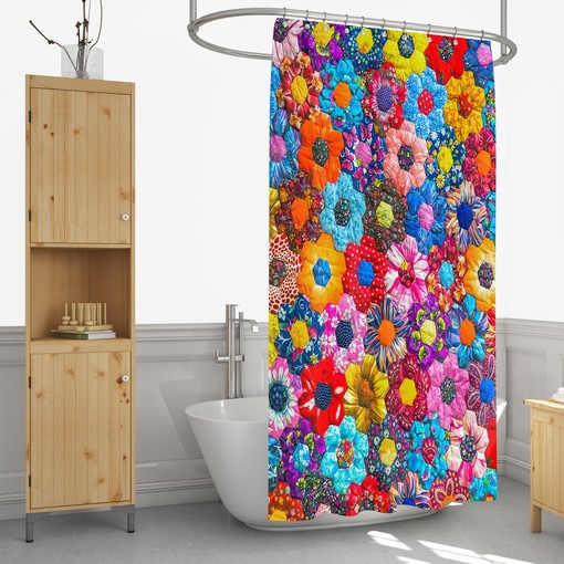 Floral Hippie Boho Shower Curtain Set with Optional Towels and Mat - Image 2