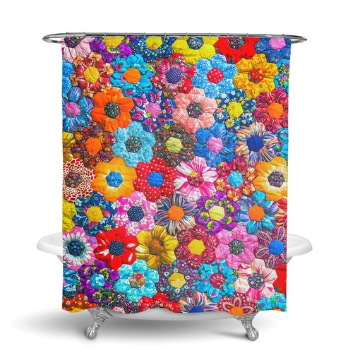 Floral Hippie Boho Shower Curtain Set with Optional Towels and Mat - Image 3