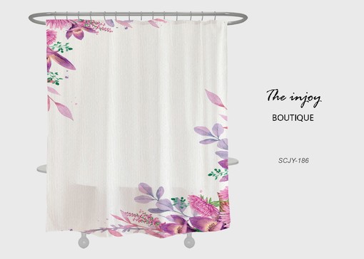 Floral Shower Curtain, Customizable Size, Spring Bathroom Decor