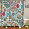 Floral and Unique Design Boho Blue Swirl Flower Shower Curtain