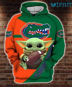 Florida Gators Baby Yoda Hug Football Logo Hoodie - 3D All Over Print Design