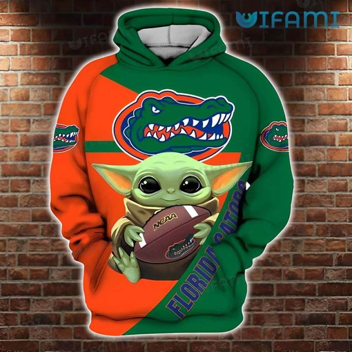 Florida Gators Baby Yoda Hug Football Logo Hoodie - 3D All Over Print Design