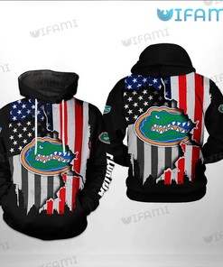 Florida Gators Distressed USA Flag Logo 3D Hoodie - Perfect Gift for Gator Fans