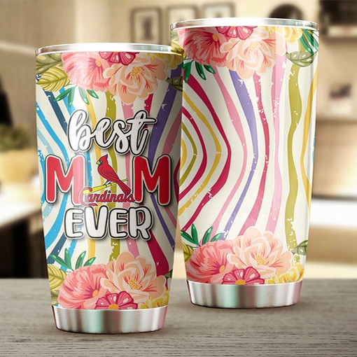 Flower Design and Personalized MLB Logo - St. Louis Cardinals MLB Tumbler for Best Moms Ever Baseball Tumbler Ideas - Image 2
