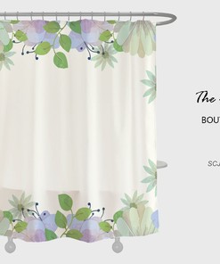 Flowers Butterfly Shower Curtain with Minimalist Plant Floral Bathroom Decor and Customizable Size