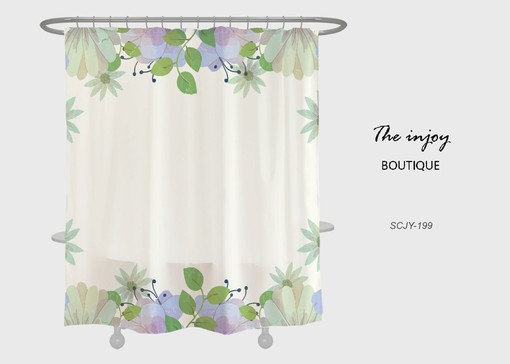 Flowers Butterfly Shower Curtain with Minimalist Plant Floral Bathroom Decor and Customizable Size