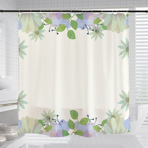 Flowers Butterfly Shower Curtain with Minimalist Plant Floral Bathroom Decor and Customizable Size - Image 3